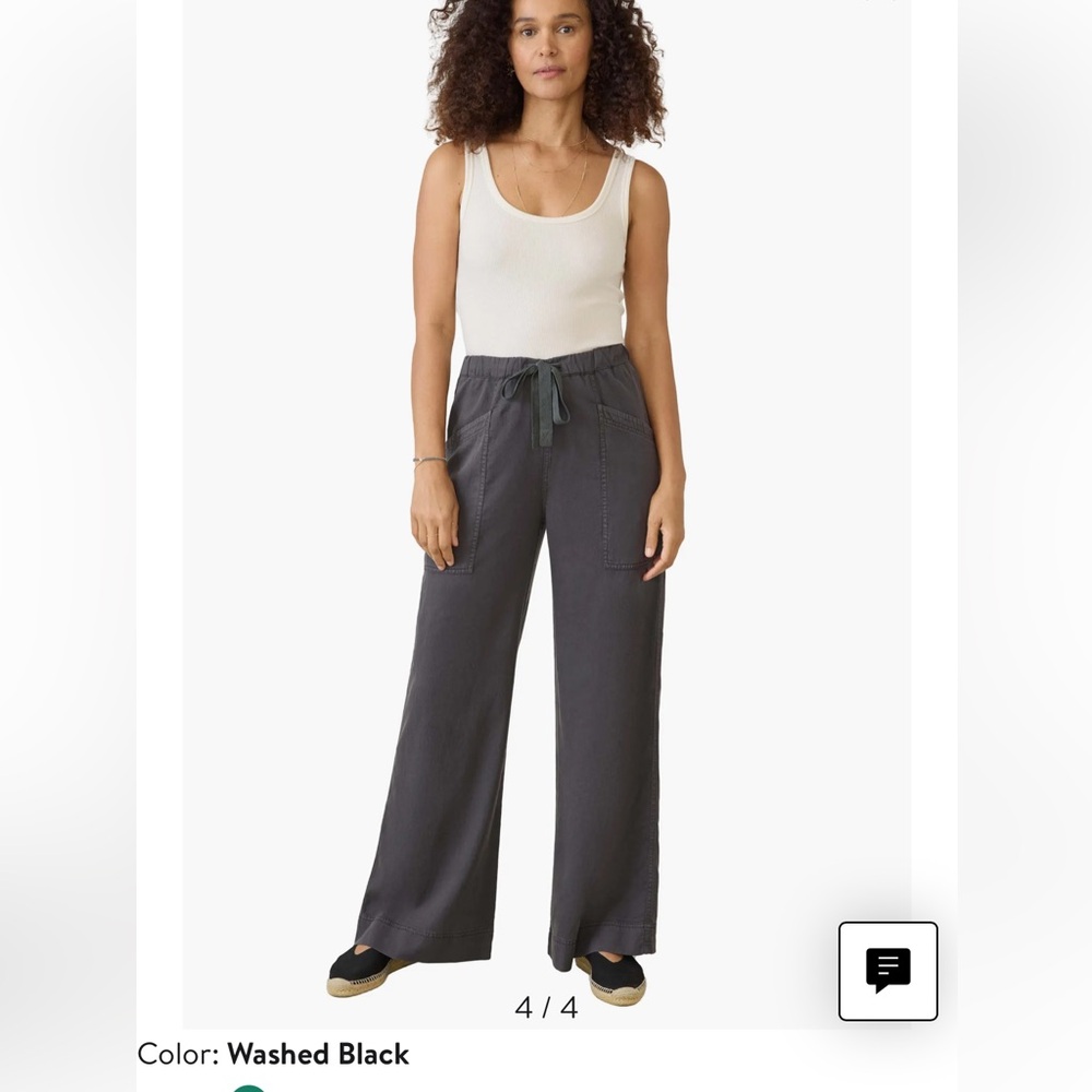 NWT Faherty Topanga Drape Pants - Wide-Leg - Washed Black - Sz L $158 - Picture 4 of 7